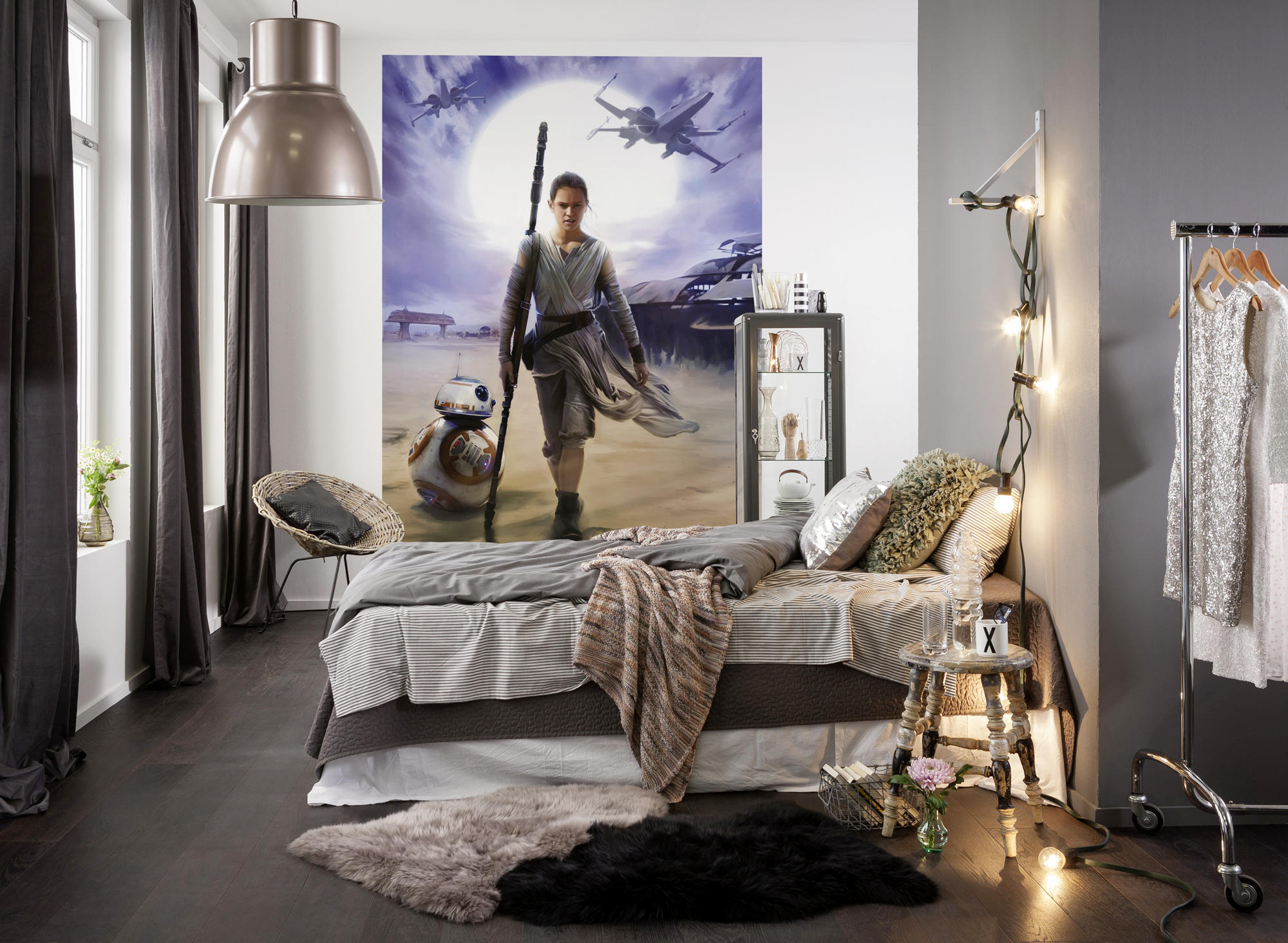 FOTOTAPETE Star Wars  - Blau/Grau, Design, Papier (184/254cm) - Disney
