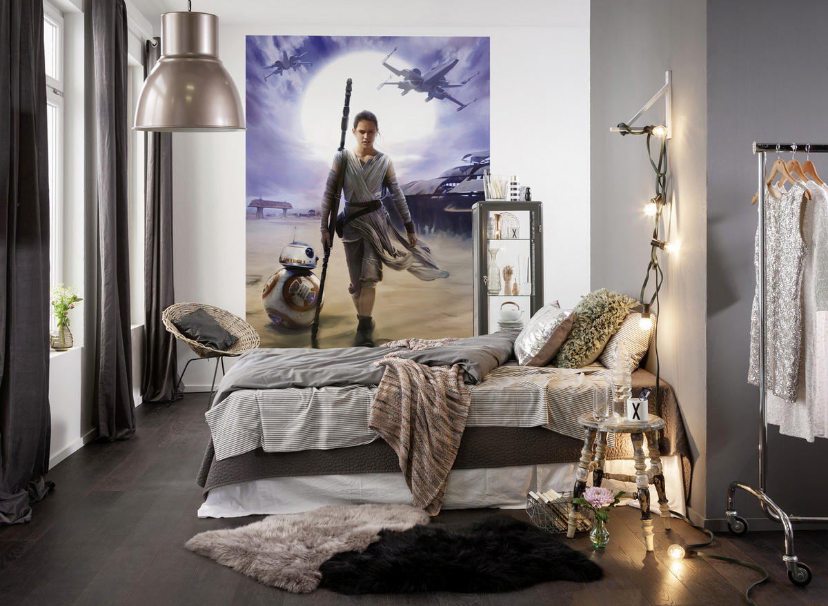FOTOTAPETE Star Wars  - Blau/Grau, Design, Papier (184/254cm) - Disney
