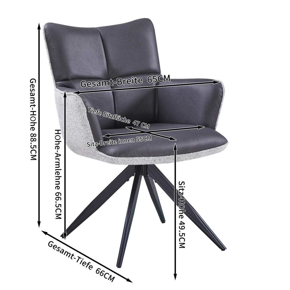 STOLICA S NASLONOM ZA RUKE  smeđa, crna, svijetlo siva  metal, tekstil      - svijetlo siva/smeđa, Moderno, metal/tekstil (65/90/64cm) - Livetastic