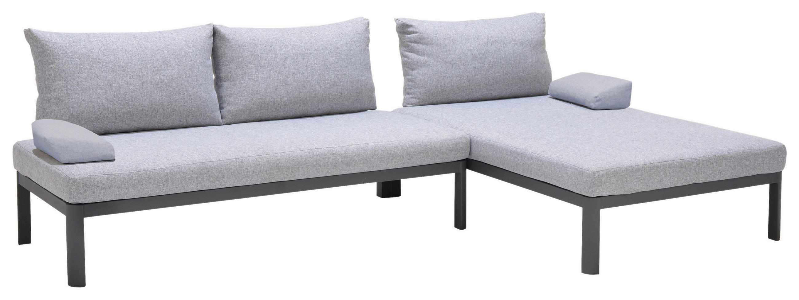 LOUNGESOFA Aluminium - Anthrazit/Hellgrau, Design, Textil/Metall (275/140cm) - Ambia Garden