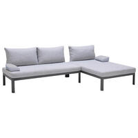 LOUNGESOFA Aluminium  - Anthrazit/Hellgrau, Design, Textil/Metall (275/140cm) - Ambia Garden
