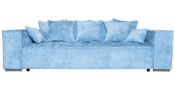 BIGSOFA Flachgewebe Blau - Chromfarben/Blau, KONVENTIONELL, Textil/Metall (256/68/122cm) - Carryhome