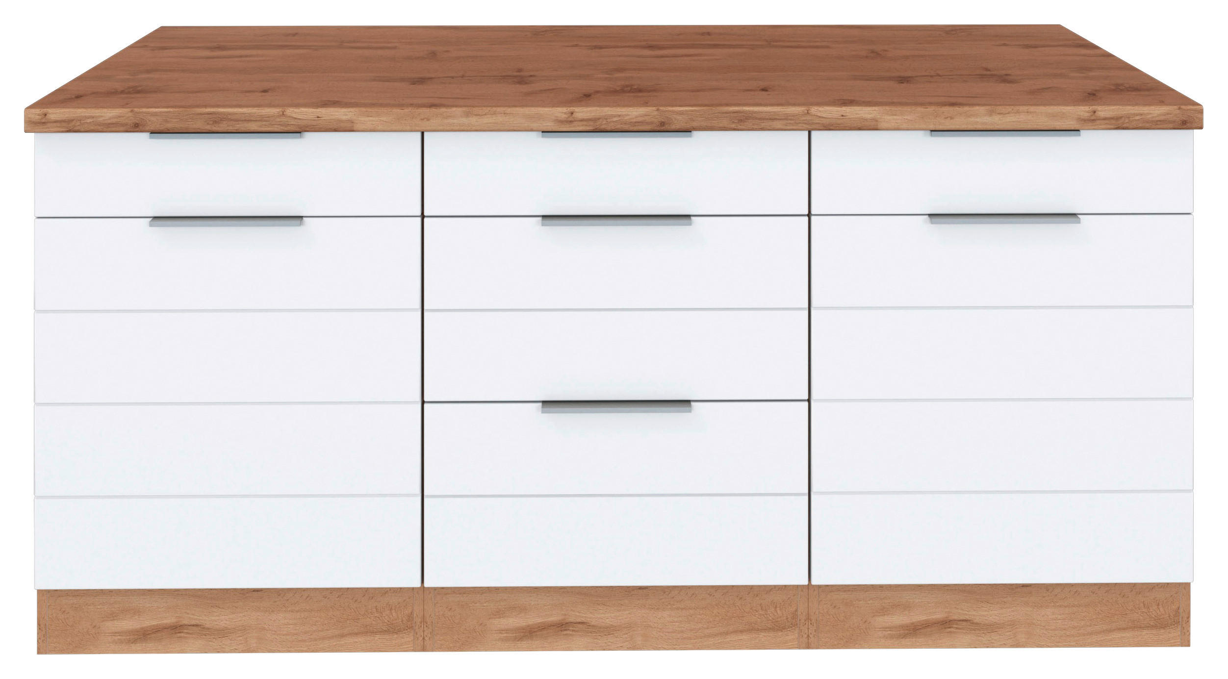 KÜCHENUNTERSCHRANK 180/86/60 cm  in Weiss, Eiche Wotan  - Weiss/Eiche Wotan, Design, Holzwerkstoff/Metall (180/86/60cm) - Held