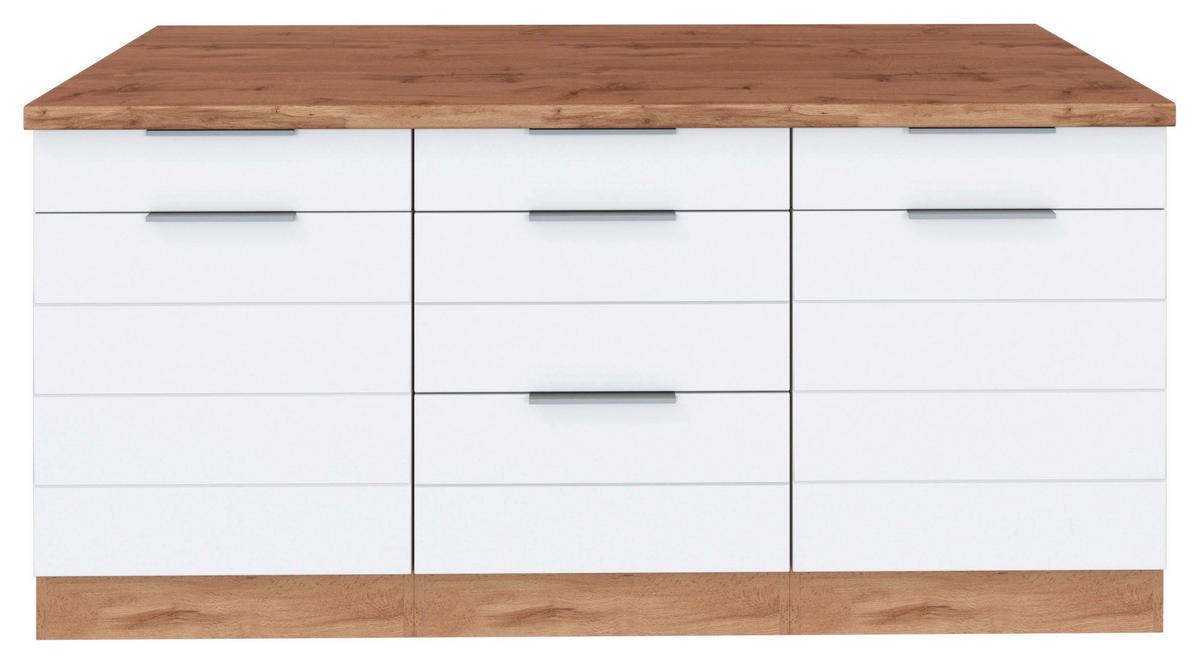 KÜCHENUNTERSCHRANK 180/86/60 cm  in Weiss, Eiche Wotan  - Weiss/Eiche Wotan, Design, Holzwerkstoff/Metall (180/86/60cm) - Held