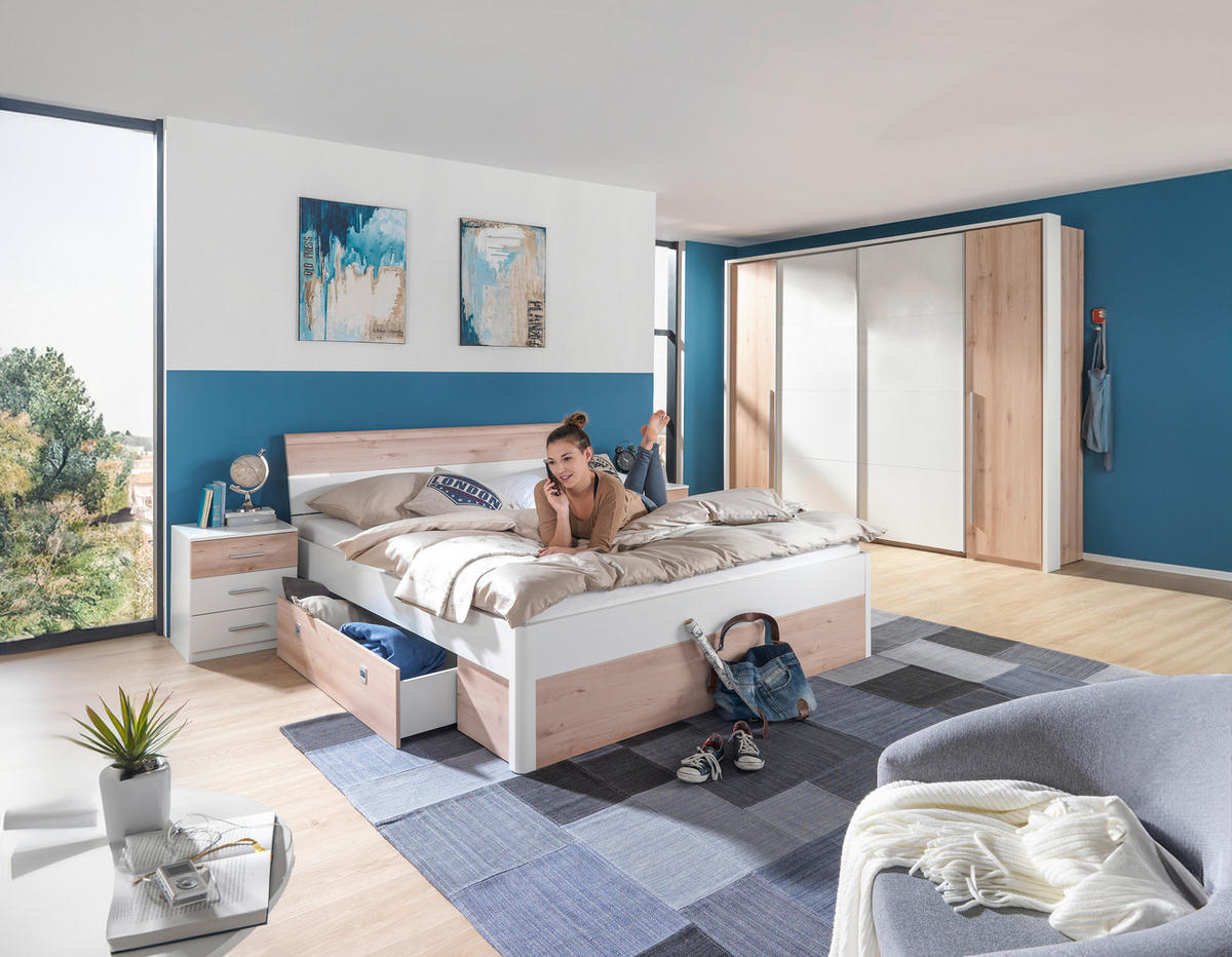 ORMAR ZA ODEĆU bela, boja bukve  270/225/61 cm  - boja bukve/boja aluminijuma, Dizajnerski, pločasti materijal/plastika (270/225/61cm) - Ti'me