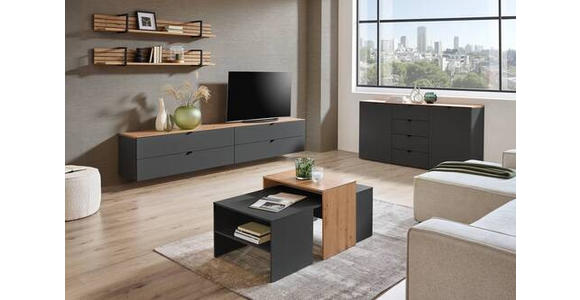 TV-ELEMENT Graphitfarben, Eiche Artisan  140/62/44 cm  - Schwarz/Graphitfarben, MODERN, Holzwerkstoff/Metall (140/62/44cm) - Hom`in
