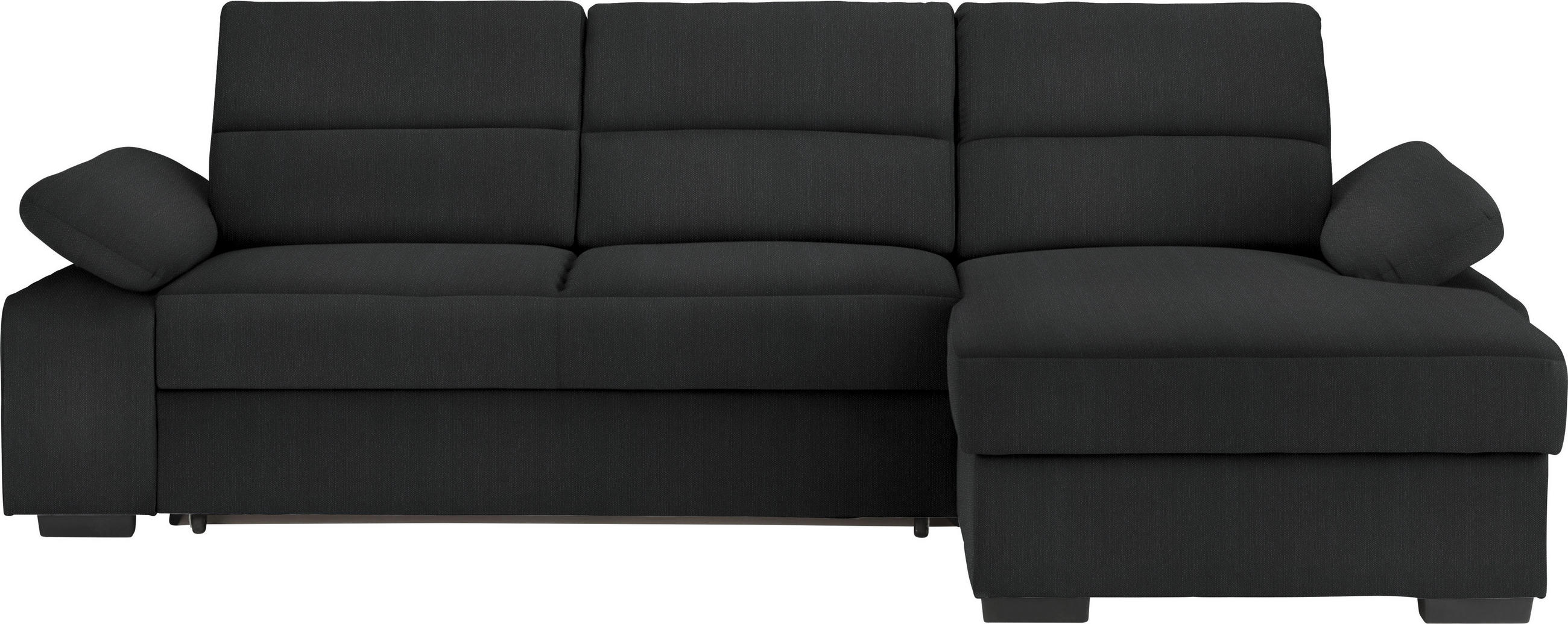 ECKSOFA Schwarz Webstoff  - Dunkelbraun/Schwarz, KONVENTIONELL, Kunststoff/Textil (258/166cm) - Cantus
