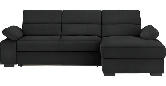 ECKSOFA in Webstoff Schwarz  - Dunkelbraun/Schwarz, KONVENTIONELL, Kunststoff/Textil (258/166cm) - Cantus