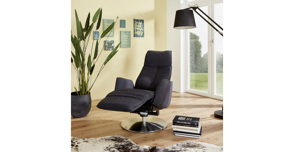 RELAXSESSEL in Textil Dunkelblau - Anthrazit/Dunkelblau, Design, Textil/Metall (71/114/84cm) - Johann Jakob