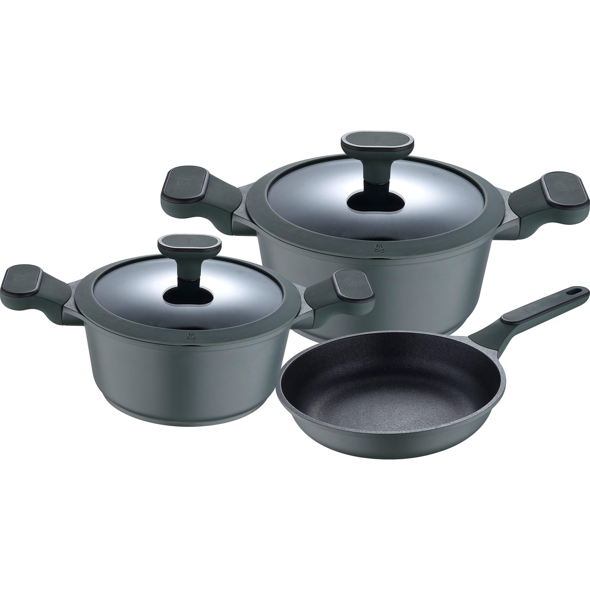 KOCHTOPFSET 5-teilig  - Klar/Grün, Basics, Glas/Metall