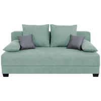 BOXSPRINGSOFA Webstoff Mintgrün  inkl. Zierkissen, Rückenkissen, Armlehnenkissen, Schlaffunktion, Rücken echt, Stauraum  - Schwarz/Mintgrün, Design, Kunststoff/Textil (200/90/110cm) - P & B