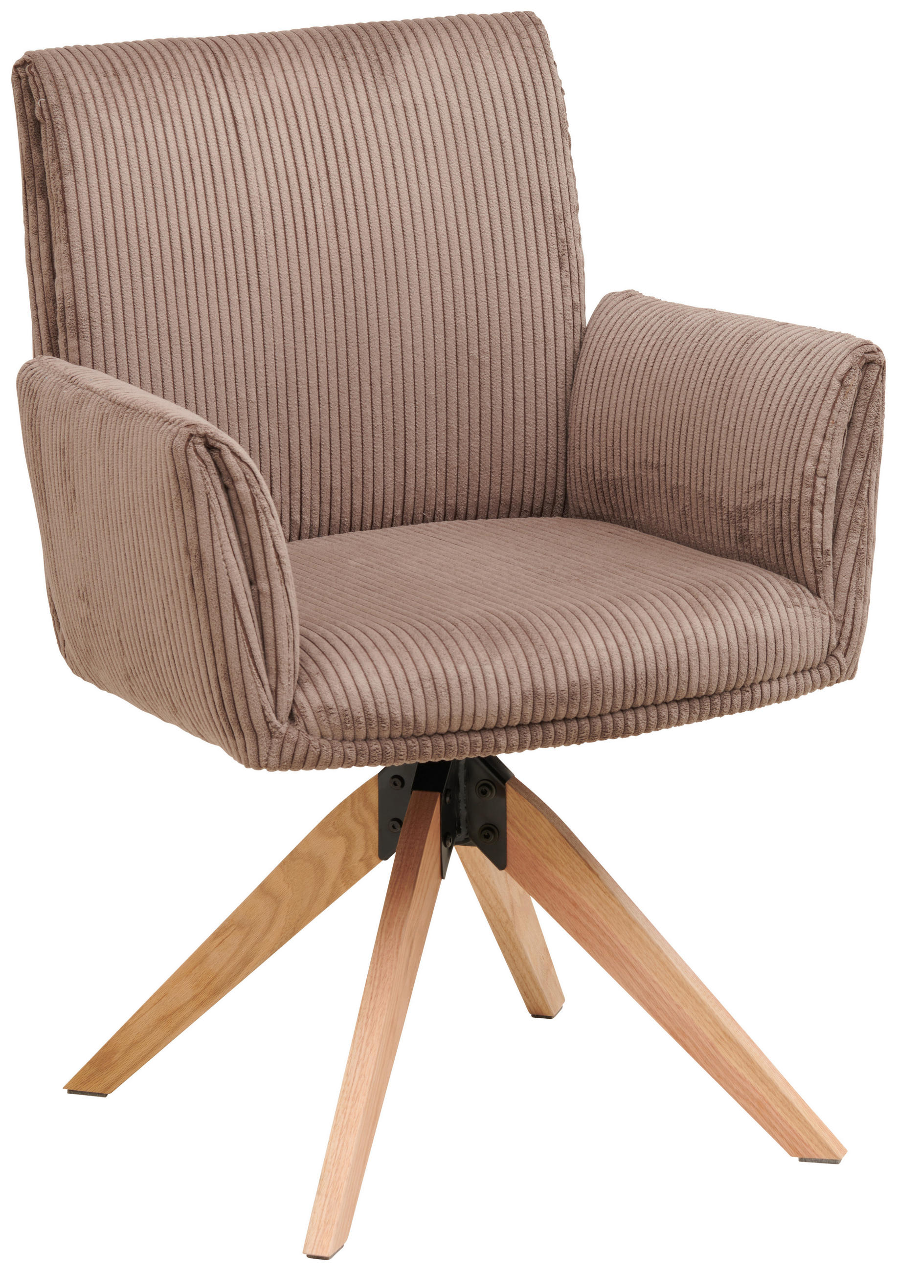 ARMLEHNSTUHL  in Eisen Cord  - Braun/Naturfarben, LIFESTYLE, Holz/Textil (65/90/62,5cm) - MID.YOU