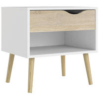 NOČNÝ STOLÍK, biela, farba duba, 50,2/49,7/39,1 cm - biela/farba duba, Basics, drevo/kompozitné drevo (50,2/49,7/39,1cm) - MID.YOU