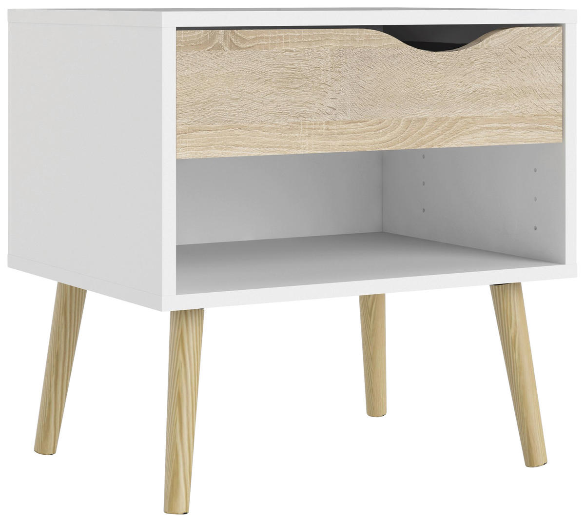 NOČNÝ STOLÍK, biela, farba duba, 50,2/49,7/39,1 cm - biela/farba duba, Basics, drevo/kompozitné drevo (50,2/49,7/39,1cm) - MID.YOU