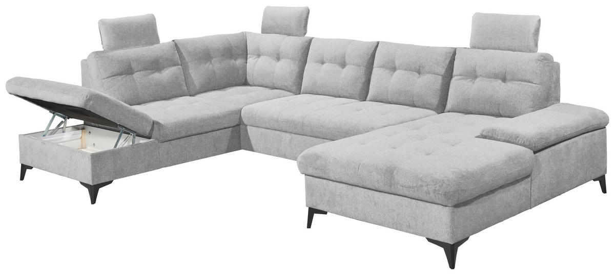 WOHNLANDSCHAFT in Webstoff Grau  - Schwarz/Grau, Konventionell, Kunststoff/Textil (218/324/170cm) - MID.YOU