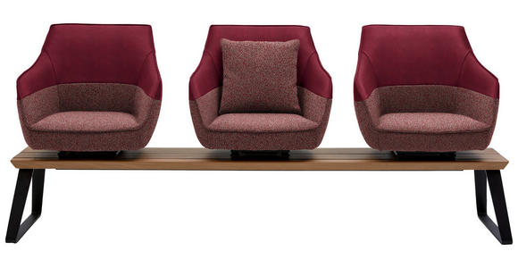 SITZBANK 210/87/67 cm in Rot, Hellrot, Beige - Hellrot/Beige, Design, Leder/Holz (210/87/67cm) - Ambiente