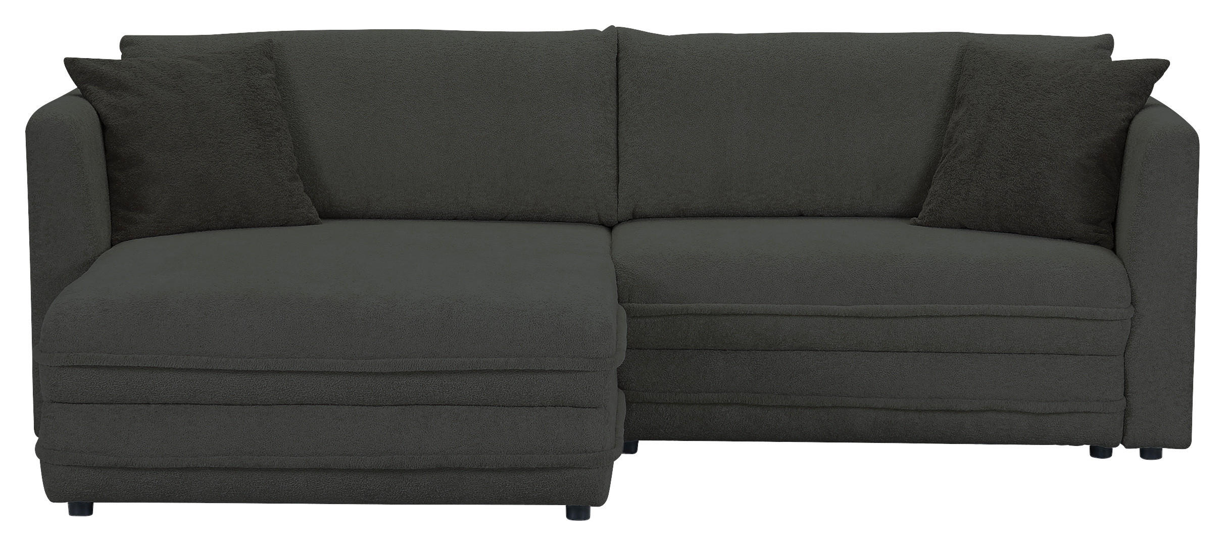ECKSOFA Anthrazit Plüsch Zierkissen, Rückenkissen, Bettkasten, Schlaffunktion, Rücken echt, Liegefläche im Originalstoff  - Anthrazit/Beige, MODERN, Kunststoff/Textil (246/178cm) - Carryhome