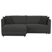 ECKSOFA Anthrazit Plüsch Zierkissen, Rückenkissen, Bettkasten, Schlaffunktion, Rücken echt, Liegefläche im Originalstoff  - Anthrazit/Beige, MODERN, Kunststoff/Textil (246/178cm) - Carryhome