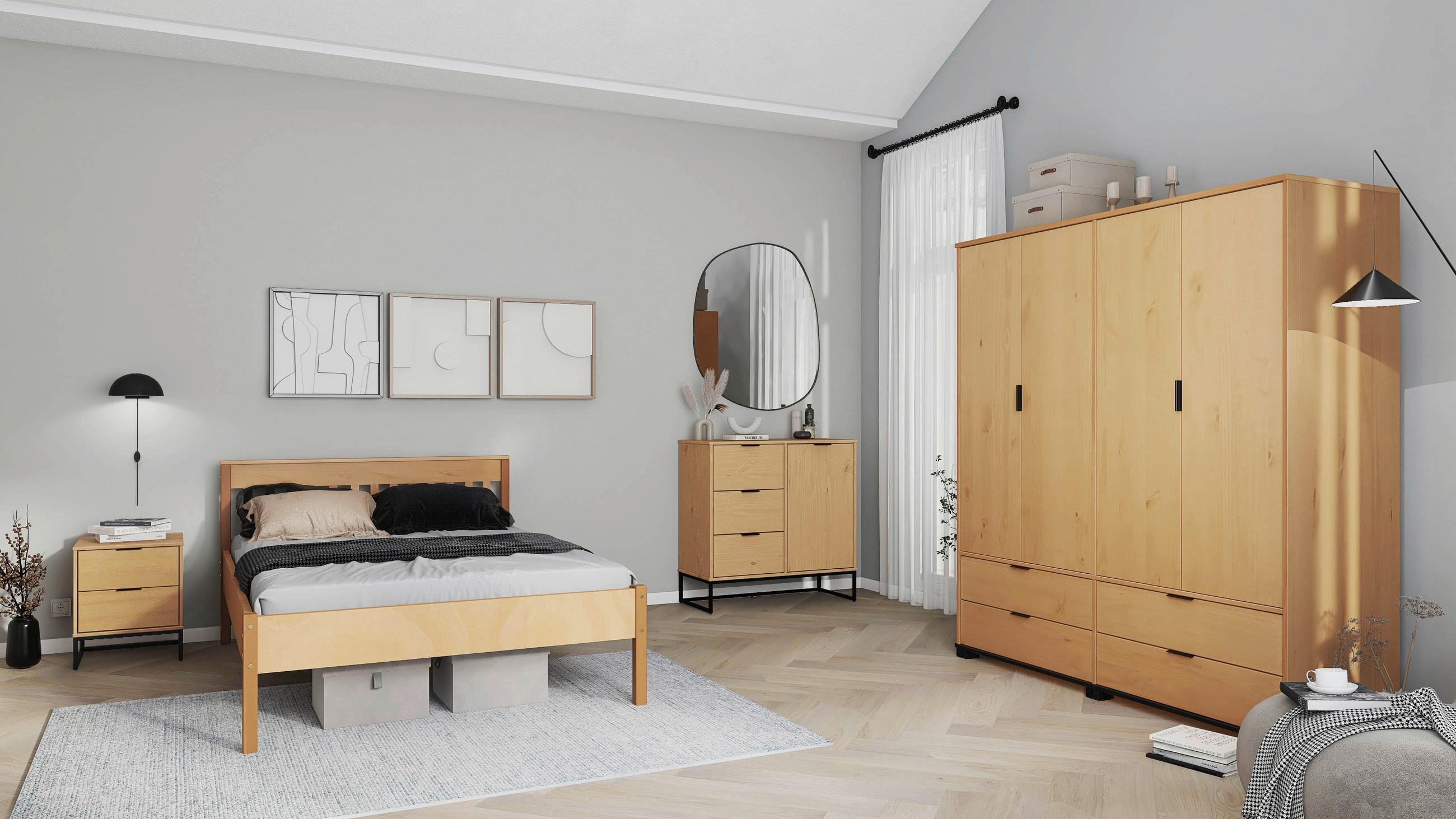 KOMMODE  in 101/80/45 cm  - Eichefarben/Schwarz, Design, Holz/Metall (101/80/45cm) - Livetastic
