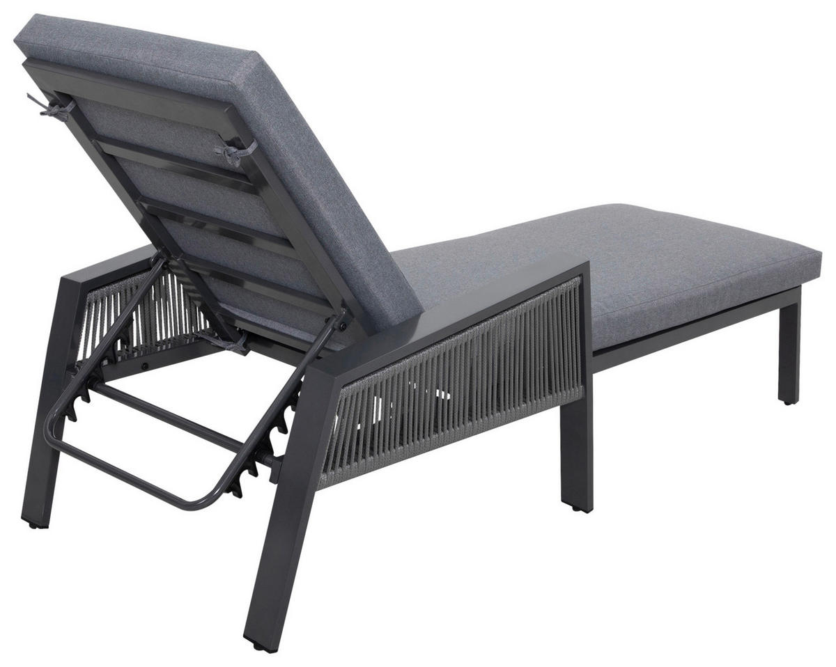 LEŽALNIK aluminij prašno lakirano svetlo siva  - svetlo siva, Design, kovina/tekstil (74/100/54/171/201cm) - Amatio