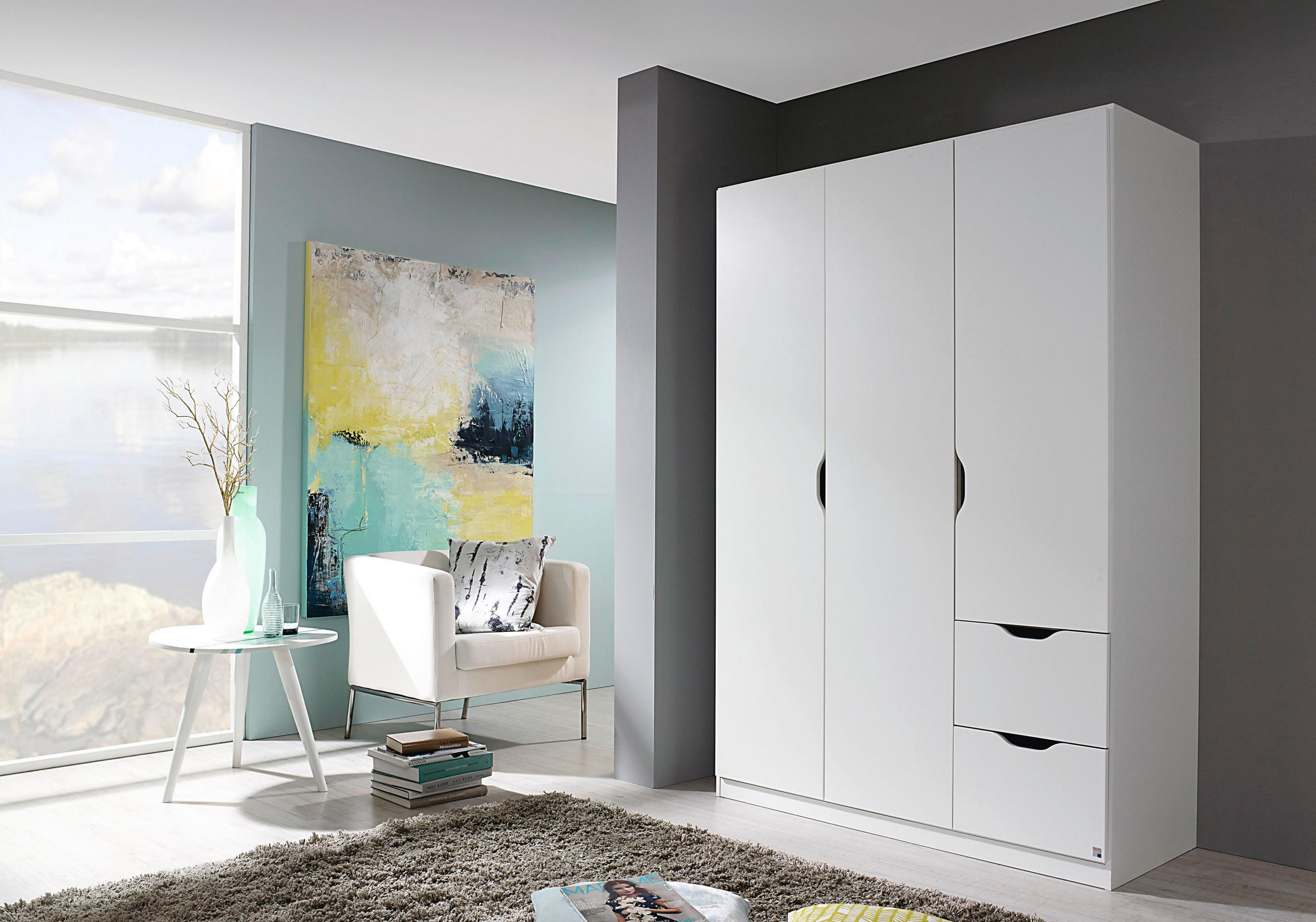KLEIDERSCHRANK 3-türig Weiß  - Weiß, KONVENTIONELL, Holzwerkstoff (136/197/54cm) - Xora
