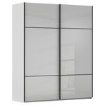 SCHWEBETÜRENSCHRANK  in Grau  - Schwarz/Grau, KONVENTIONELL, Glas/Holzwerkstoff (181/223/67cm) - Novel