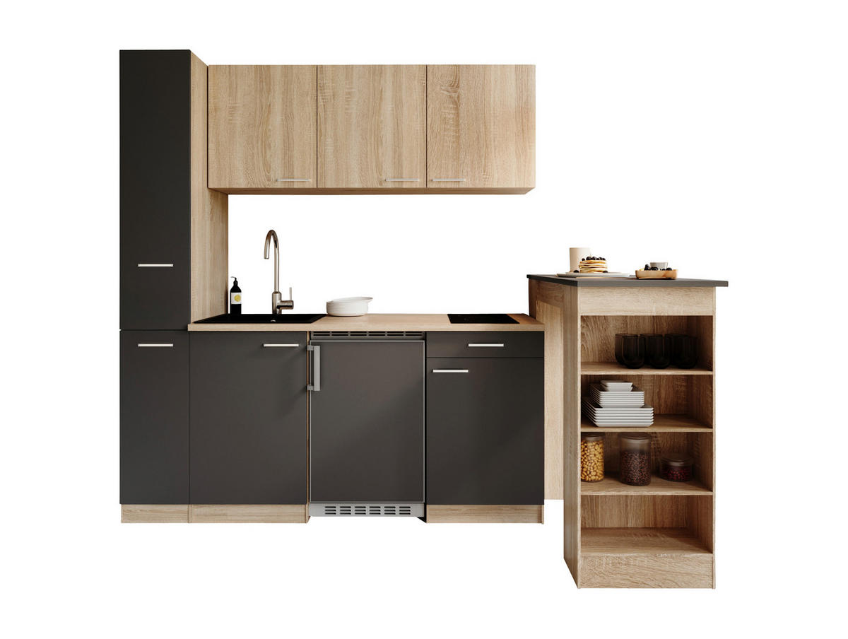 KUHINJSKI BLOK  siva  - siva/boje hrasta, Design, drvni materijal/plastika (180cm) - Respekta
