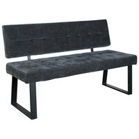 SITZBANK 140/85/56 cm Webstoff Dunkelgrau  - Dunkelgrau/Schwarz, MODERN, Textil/Metall (140/85/56cm) - MID.YOU