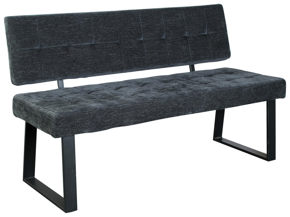 SITZBANK in Metall, Textil Dunkelgrau  - Dunkelgrau/Schwarz, Modern, Textil/Metall (140/85/56cm) - MID.YOU