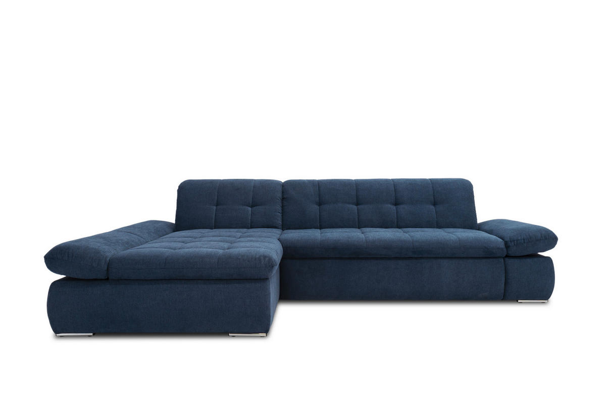 ECKSOFA Dunkelblau Mikrofaser  - Chromfarben/Dunkelblau, KONVENTIONELL, Textil/Metall (172/300cm) - MID.YOU