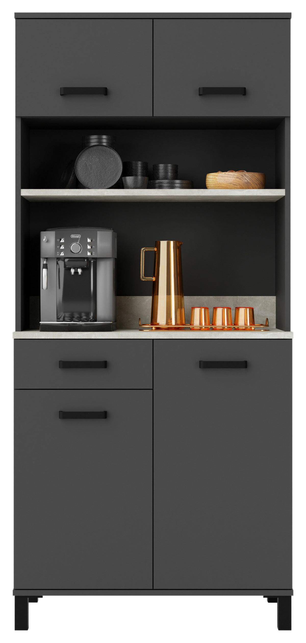 BUFFET 80/177/40 cm  in Anthrazit, Hellgrau  - Anthrazit/Hellgrau, KONVENTIONELL, Holzwerkstoff/Metall (80/177/40cm) - P & B