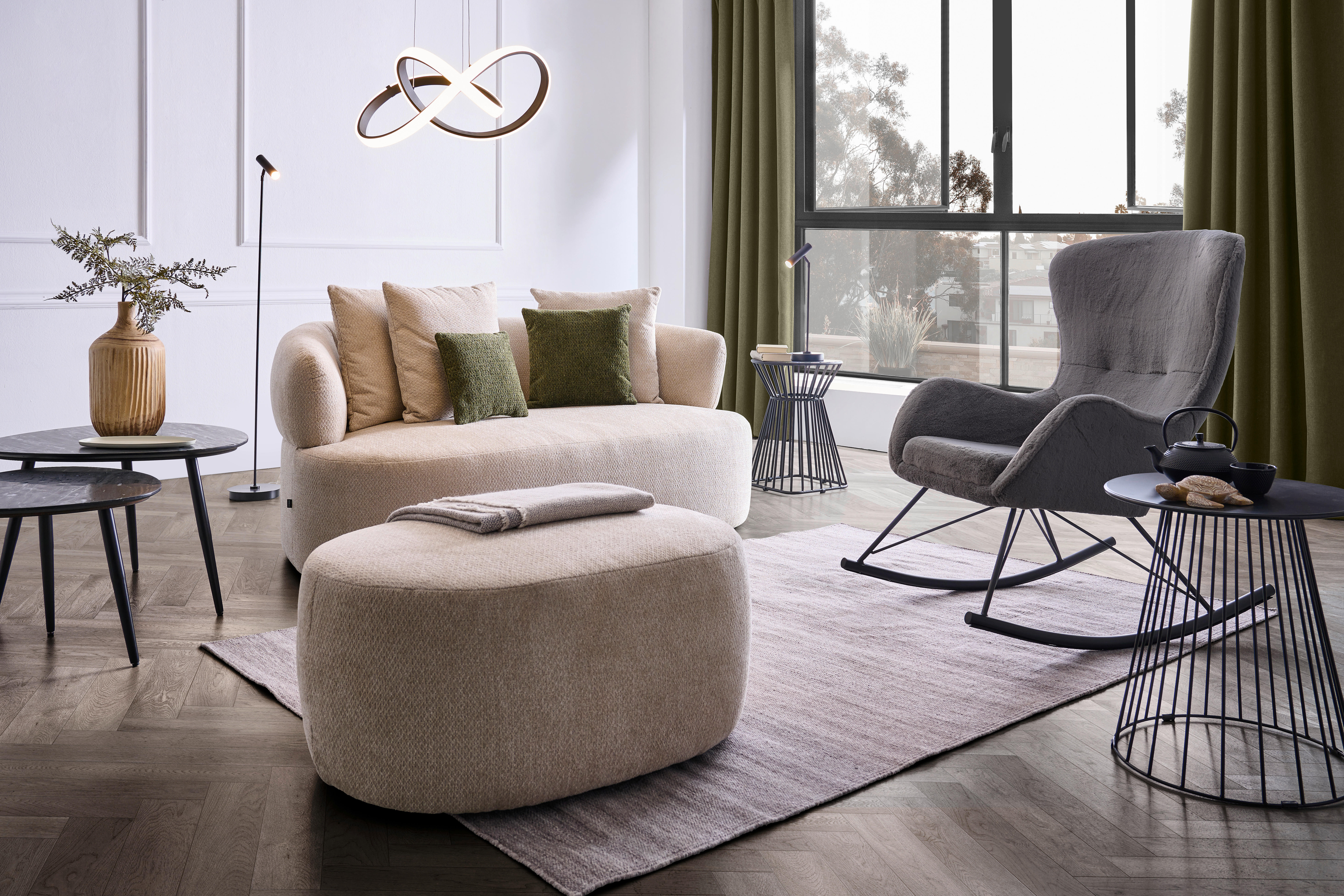 2-SITZER-SOFA in Chenille Beige  - Dunkelgrün/Beige, MODERN, Kunststoff/Textil (177/86/105cm) - Hom`in