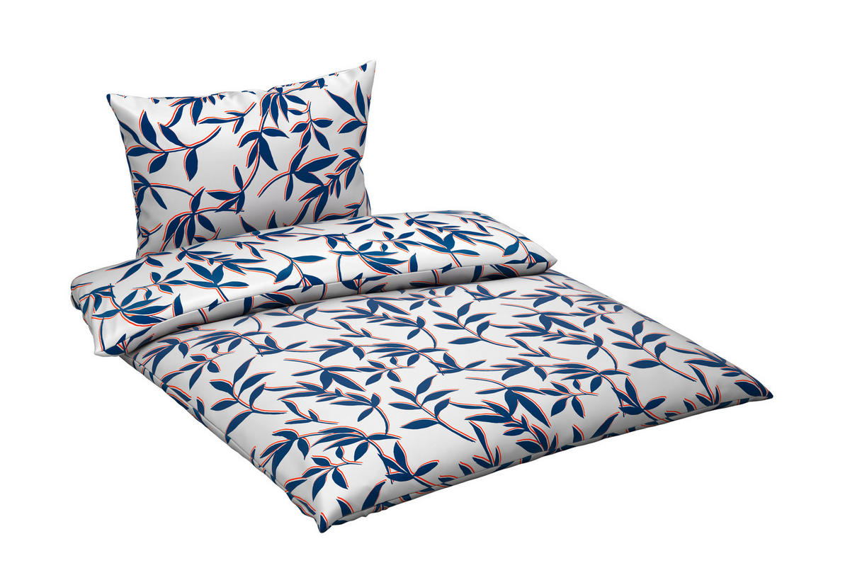 BETTWÄSCHE Mavie Satin 140/200 cm  - Blau/Weiß, KONVENTIONELL, Textil (140/200cm) - Novel