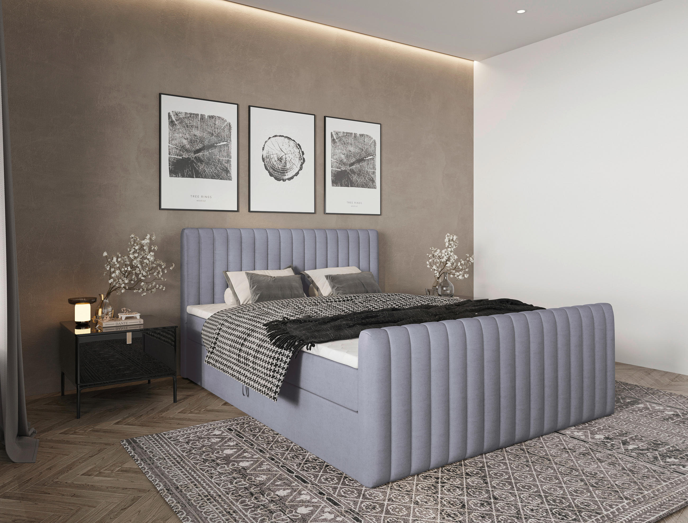 BOXBETT 160/200 cm  in Grau  - Schwarz/Grau, Basics, Kunststoff/Textil (160/200cm) - Carryhome