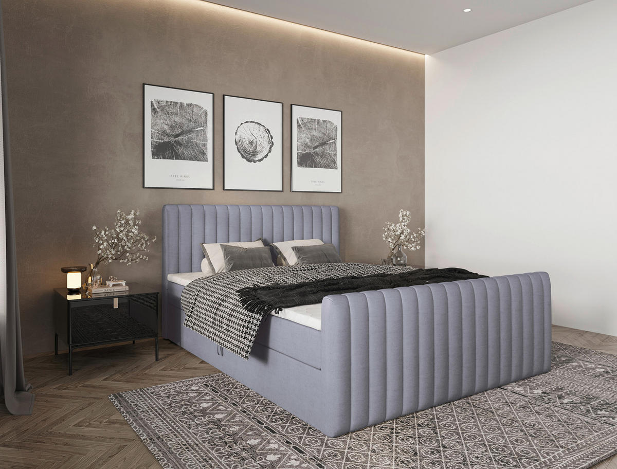 BOXBETT 160/200 cm  in Grau  - Schwarz/Grau, Basics, Kunststoff/Textil (160/200cm) - Carryhome