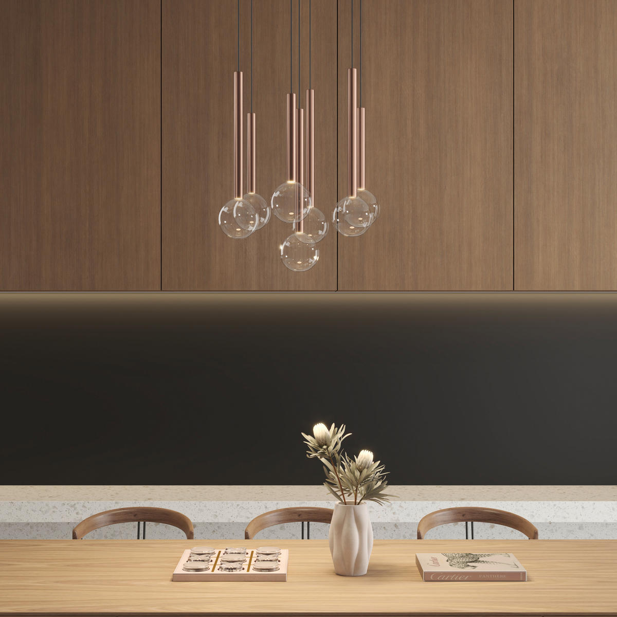 ZÁVESNÉ LED SVIETIDLO, 40/180 cm  - číra/čierna, Design, kov/sklo (40/180cm) - Dieter Knoll
