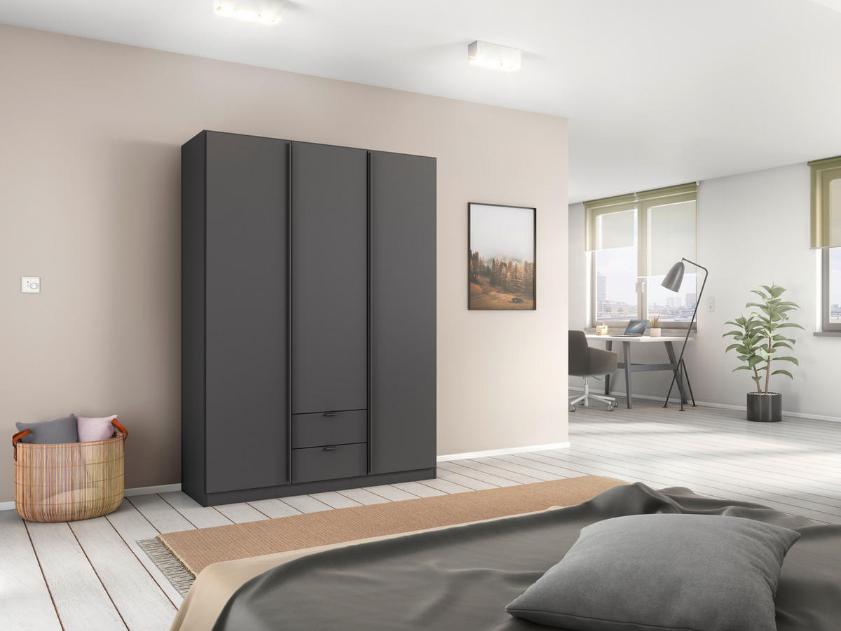 DREHTÜRENSCHRANK 136/197/54 cm,  in Grau, 3-türig  - Grau, MODERN, Holzwerkstoff/Metall (136/197/54cm) - Rauch Möbel