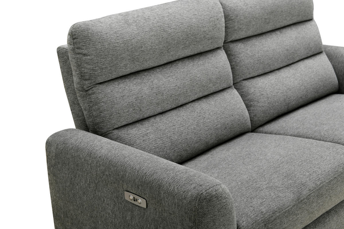 2-SITZER-SOFA Webstoff Hellgrau  - Hellgrau/Schwarz, KONVENTIONELL, Kunststoff/Textil (196/99/92cm) - Livetastic