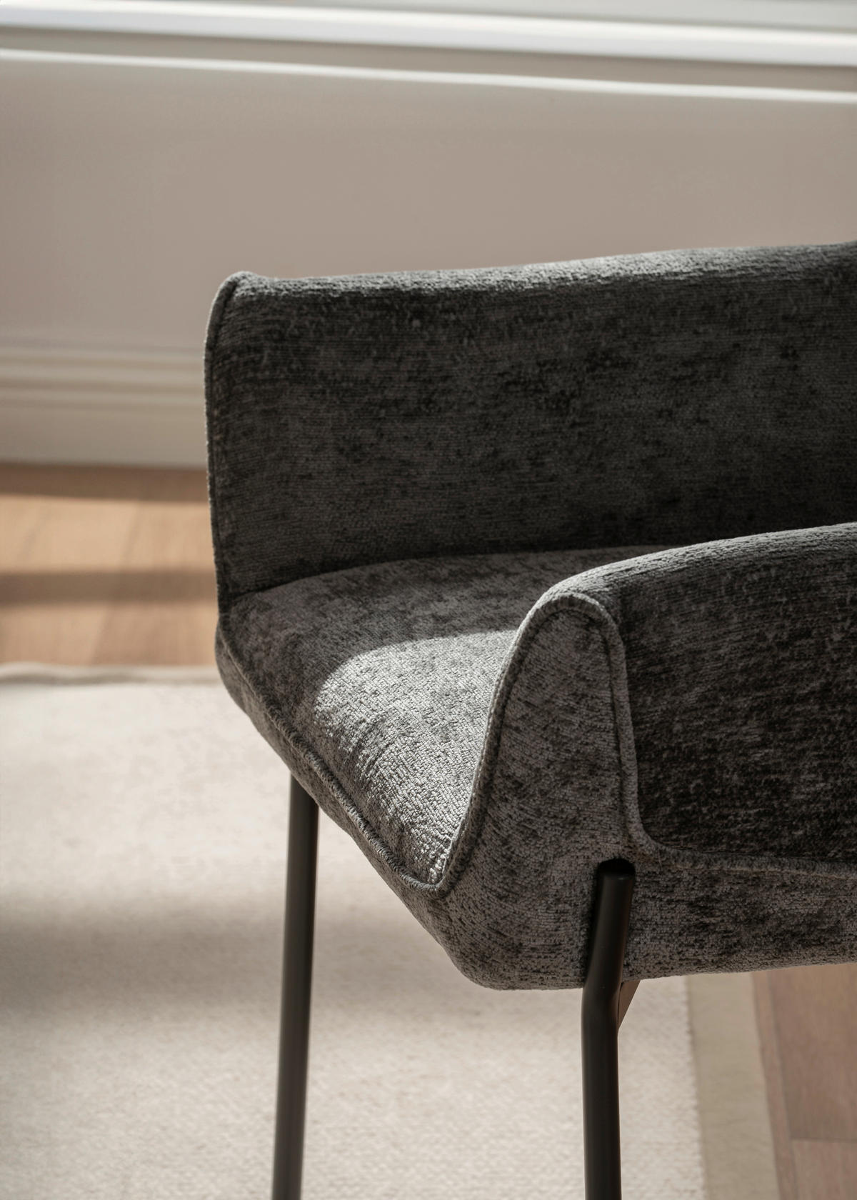 ARMLEHNSTUHL  in Eisen Chenille  - Dunkelgrau/Grau, MODERN, Holz/Textil (62/83/62cm) - MID.YOU