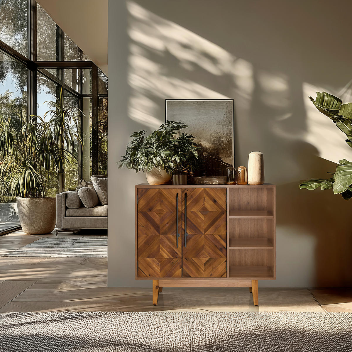 KOMMODE  in 95/79,5/32 cm  - Dunkelbraun/Schwarz, MODERN, Holz/Metall (95/79,5/32cm) - MID.YOU