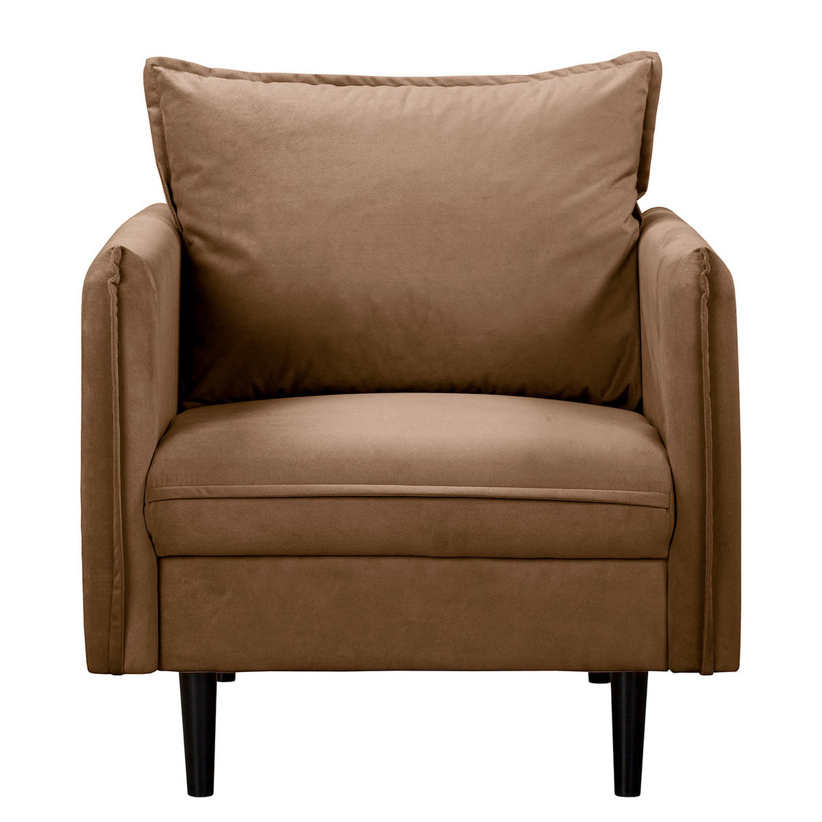 SESSEL in Samt Dunkelbraun  - Dunkelbraun/Schwarz, Design, Holz/Textil (74/86/100cm) - P & B