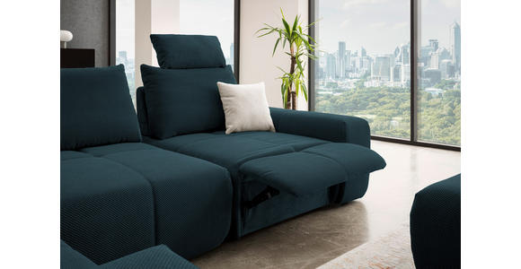 ECKSOFA in Velours Dunkelblau 236/326 cm - Schwarz/Dunkelblau, Design, Kunststoff/Textil (236/326cm) - Xora