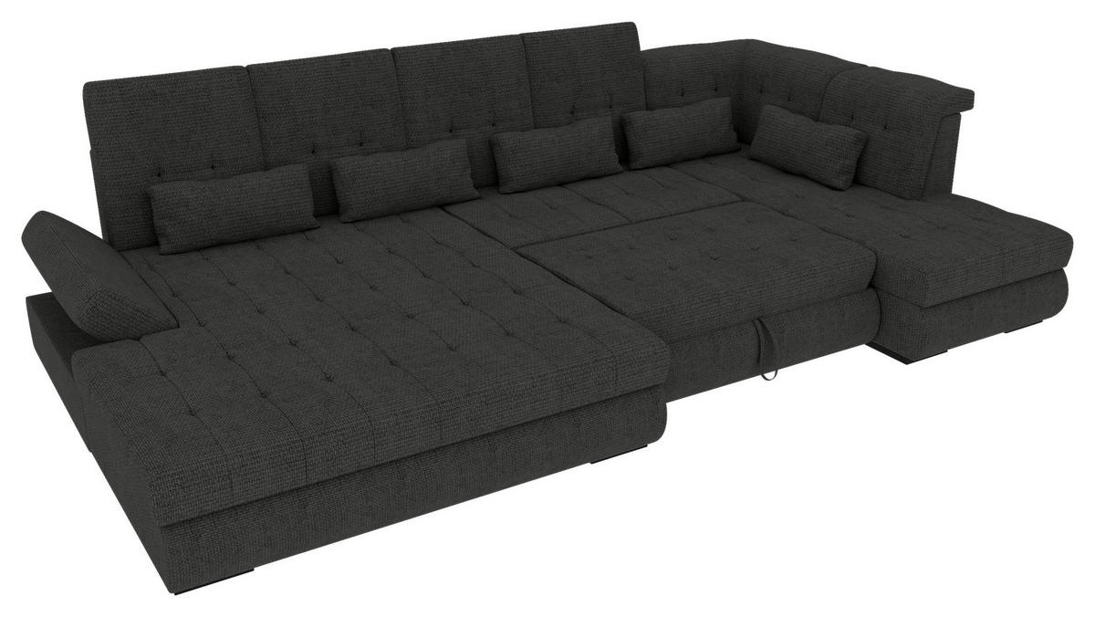 WOHNLANDSCHAFT Graphitfarben Struktur  - Schwarz/Graphitfarben, KONVENTIONELL, Kunststoff/Textil (212/358/222cm) - Carryhome