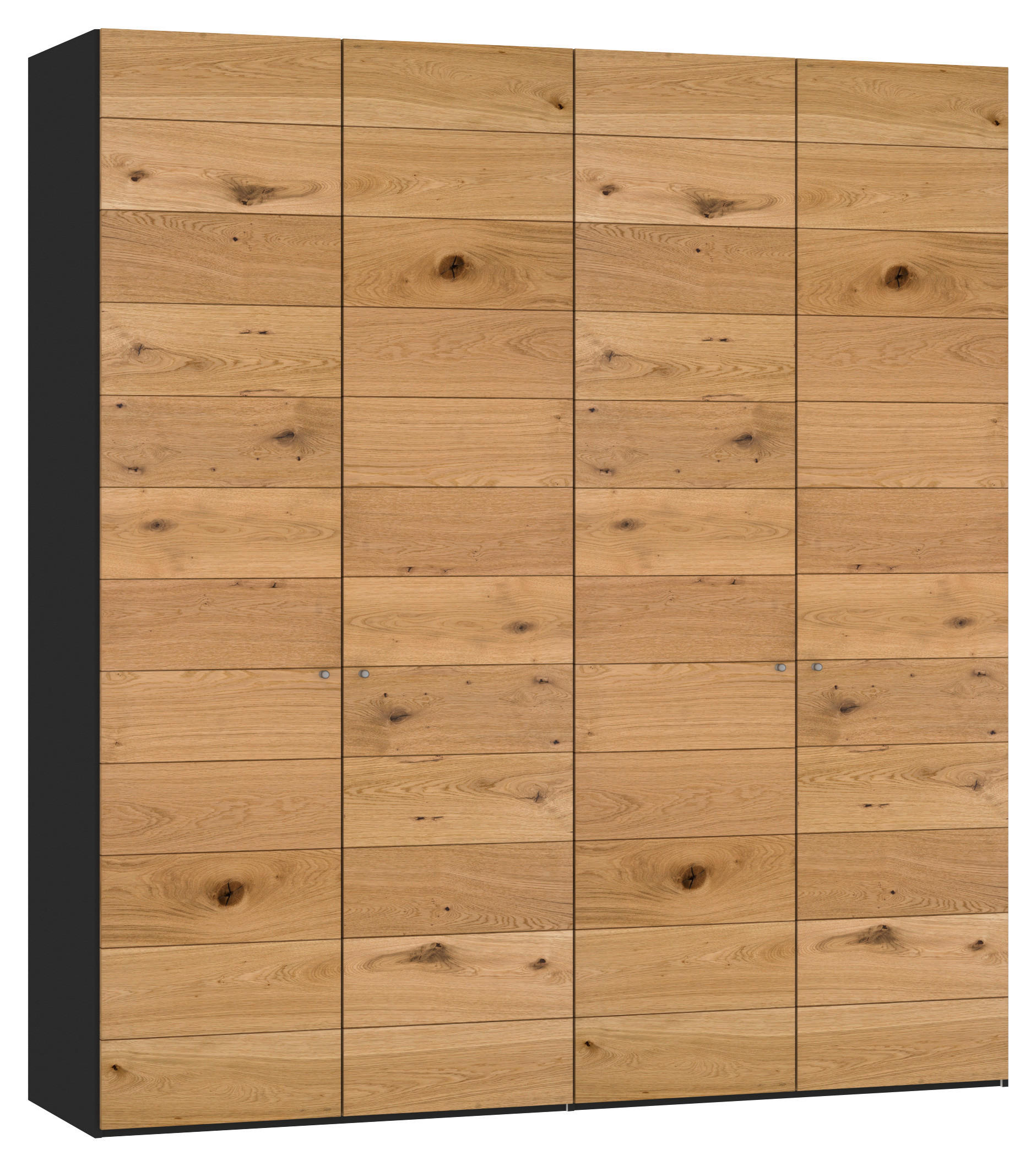 DREHTÜRENSCHRANK Schwarz, Wildeiche  - Wildeiche/Silberfarben, Design, Holz/Holzwerkstoff (203/236/59cm) - Jutzler