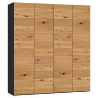 DREHTÜRENSCHRANK Schwarz, Wildeiche  - Wildeiche/Silberfarben, Design, Holz/Holzwerkstoff (203/236/59cm) - Jutzler