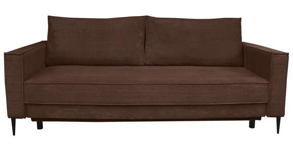 SCHLAFSOFA Cord Dunkelbraun  - Dunkelbraun/Schwarz, KONVENTIONELL, Textil/Metall (222/93/98cm) - Carryhome