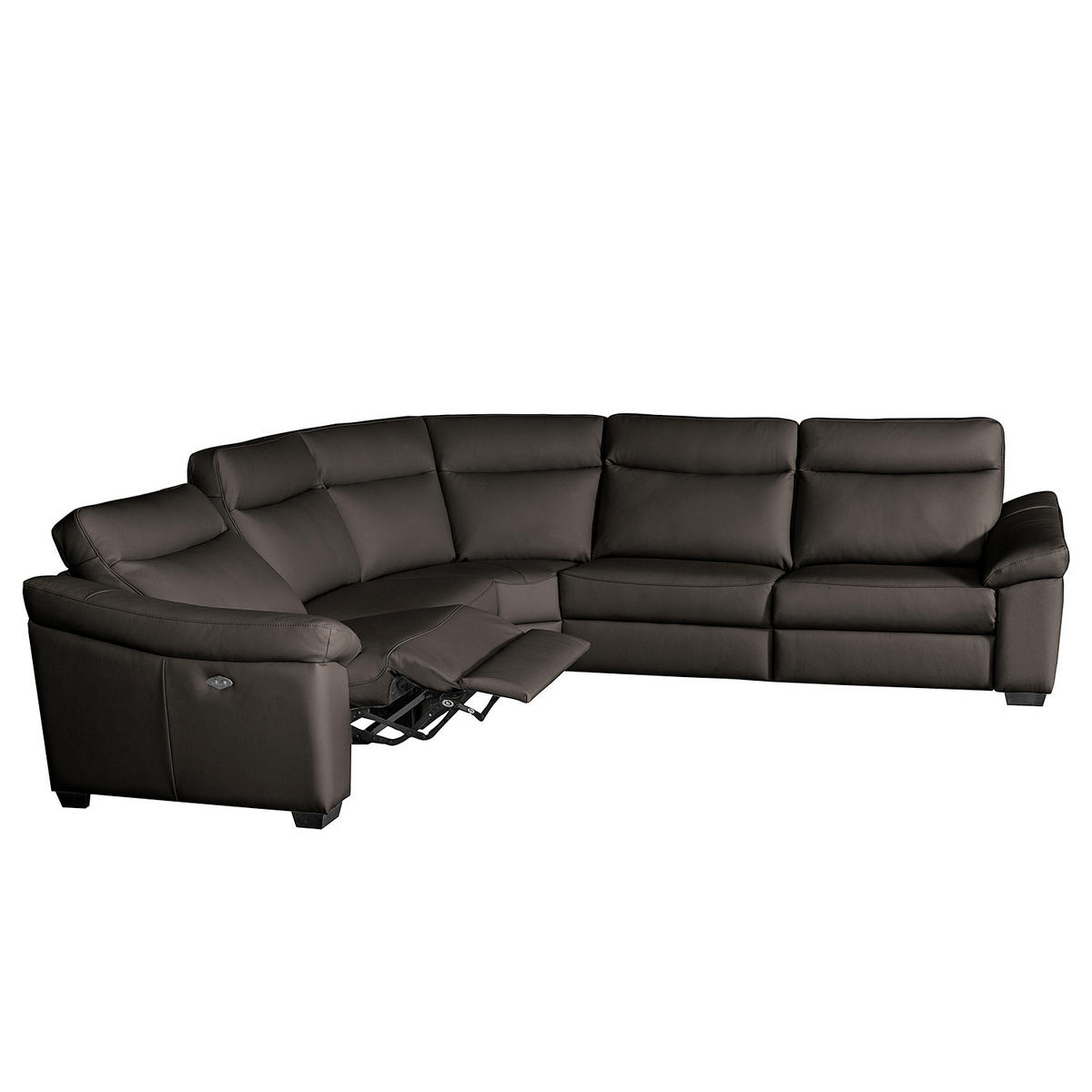 ECKSOFA Braun Echtleder  - Schwarz/Braun, Design, Leder/Holz (299/299cm) - Livetastic