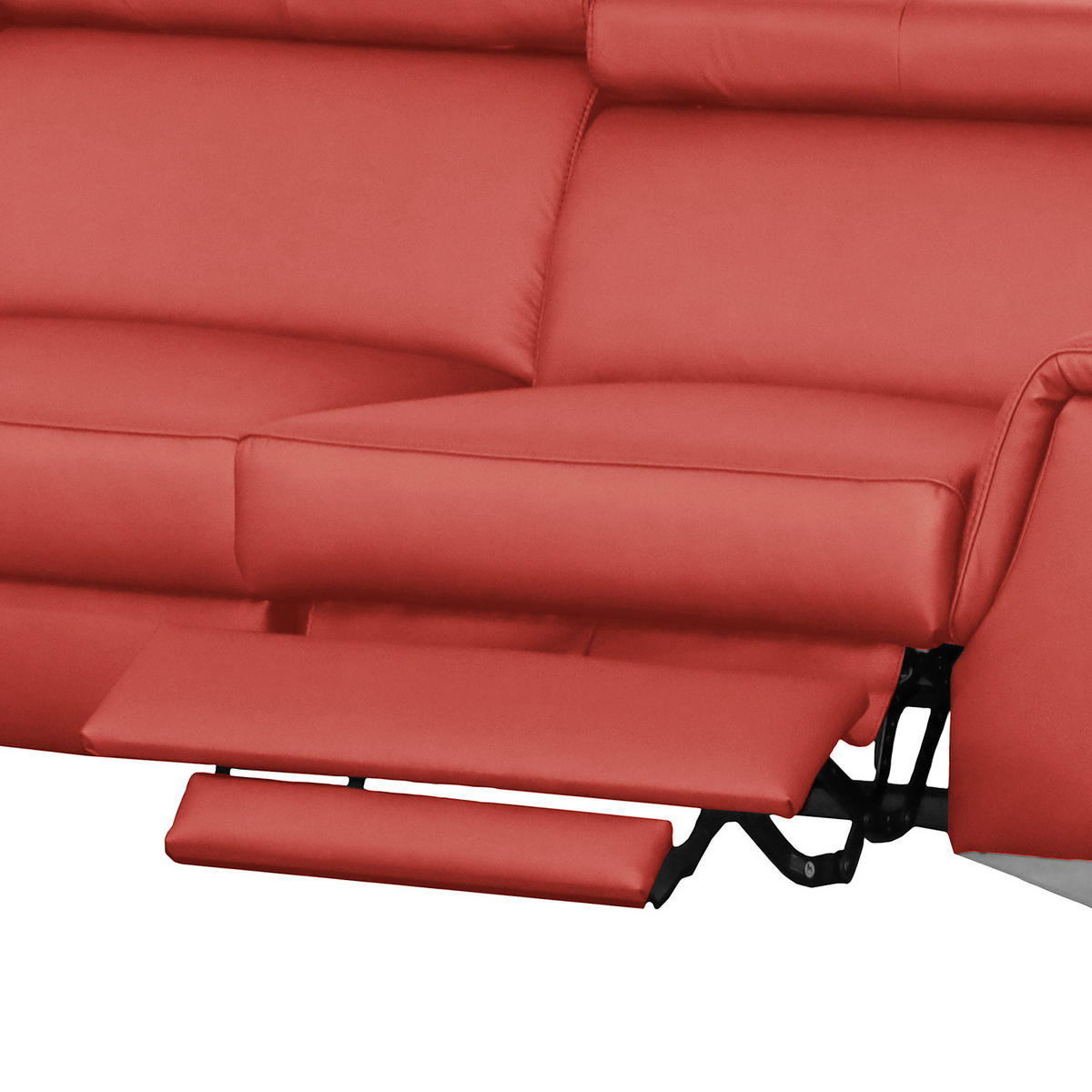 ECKSOFA Rot Echtleder Lederlook  - Chromfarben/Rot, Design, Leder/Textil (197/257cm) - Livetastic