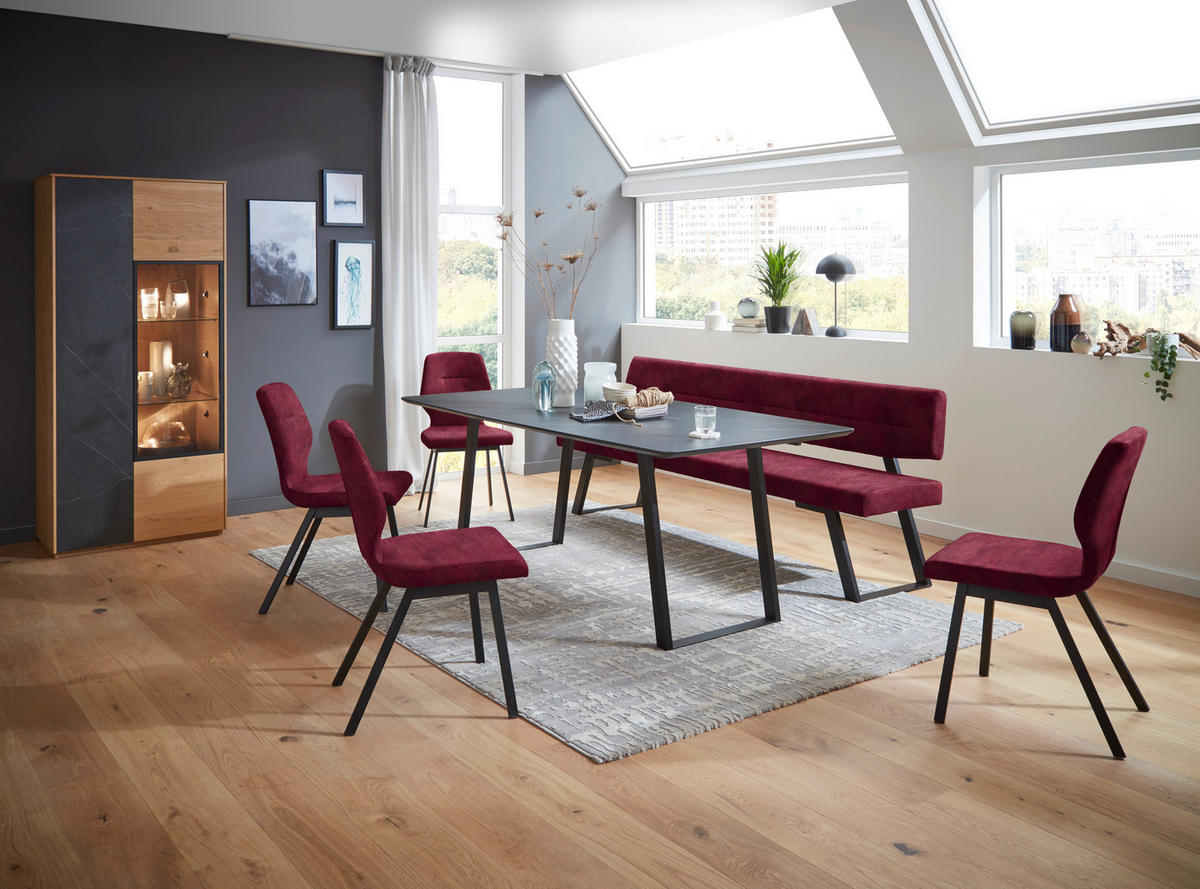 SITZBANK 170/85/58 cm  in Dunkelrot  - Schwarz/Dunkelrot, Design, Textil/Metall (170/85/58cm) - Dieter Knoll
