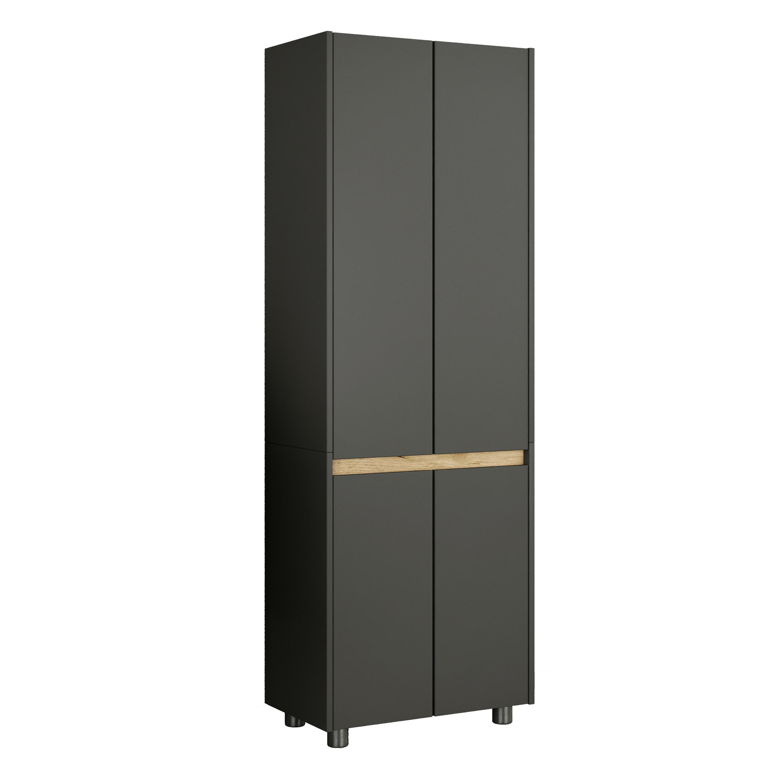HOCHSCHRANK 57/165/33 cm  - Honigeiche/Anthrazit, Trend, Holzwerkstoff/Kunststoff (57/165/33cm) - MID.YOU